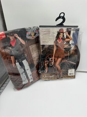 Couples Cowboy Cowgirl Costume Set Adult Medium Western Halloween Bundle